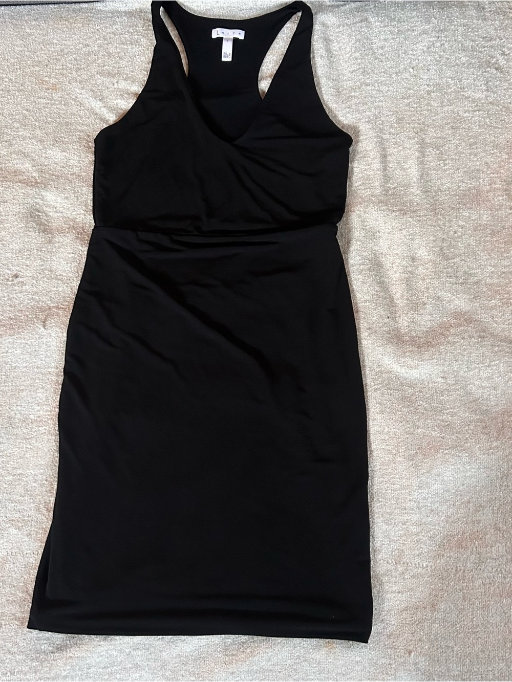 Leith for Nordstrom Black Racerback Tank Dress - Minimalist Cool Girl Style - Picture 5 of 10